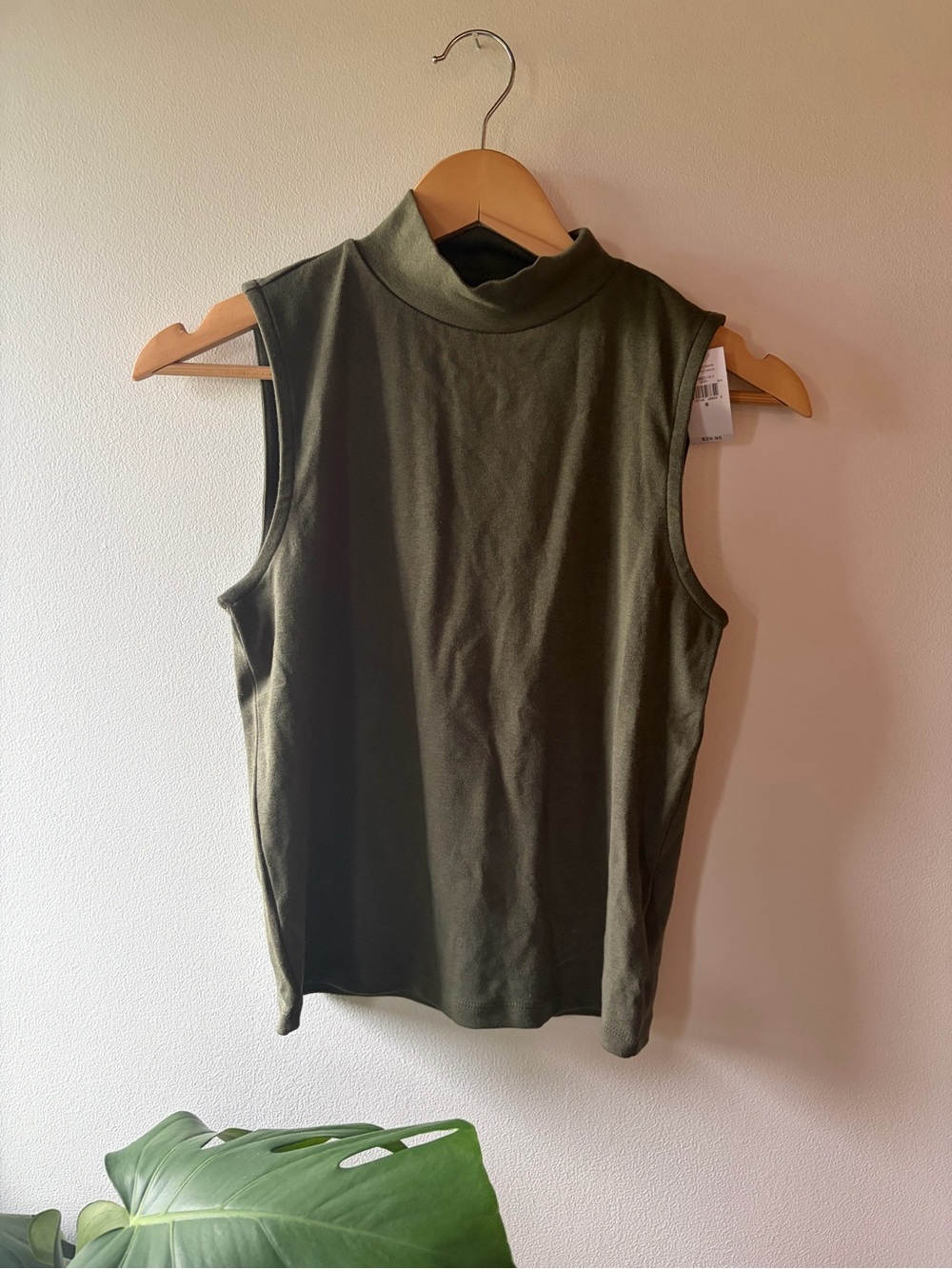GAP Olive Green Sleeveless Mock Neck Top